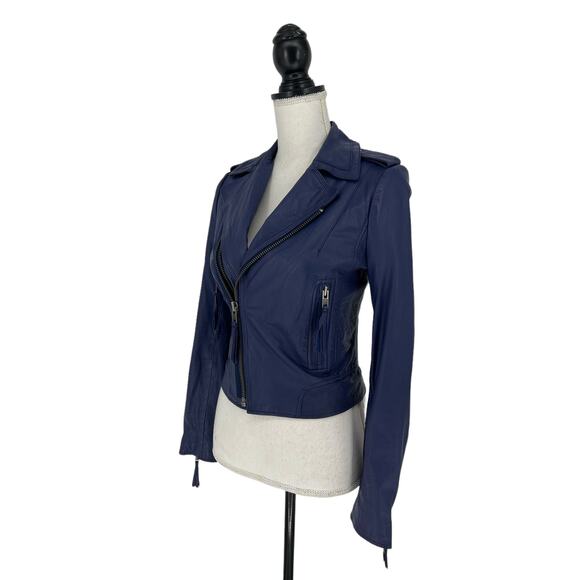 Joie Ailey Leather Moto Jacket in Sergeant Blue - Picture 10 of 16
